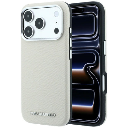 Funda MagSafe para Apple iPhone 18 Pro / 17 Pro, Karl Lagerfeld, Logo Alargado Granulado, Beige