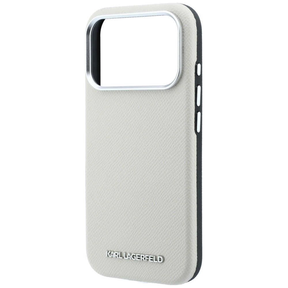 Funda MagSafe para Apple iPhone 18 Pro / 17 Pro, Karl Lagerfeld, Logo Alargado Granulado, Beige