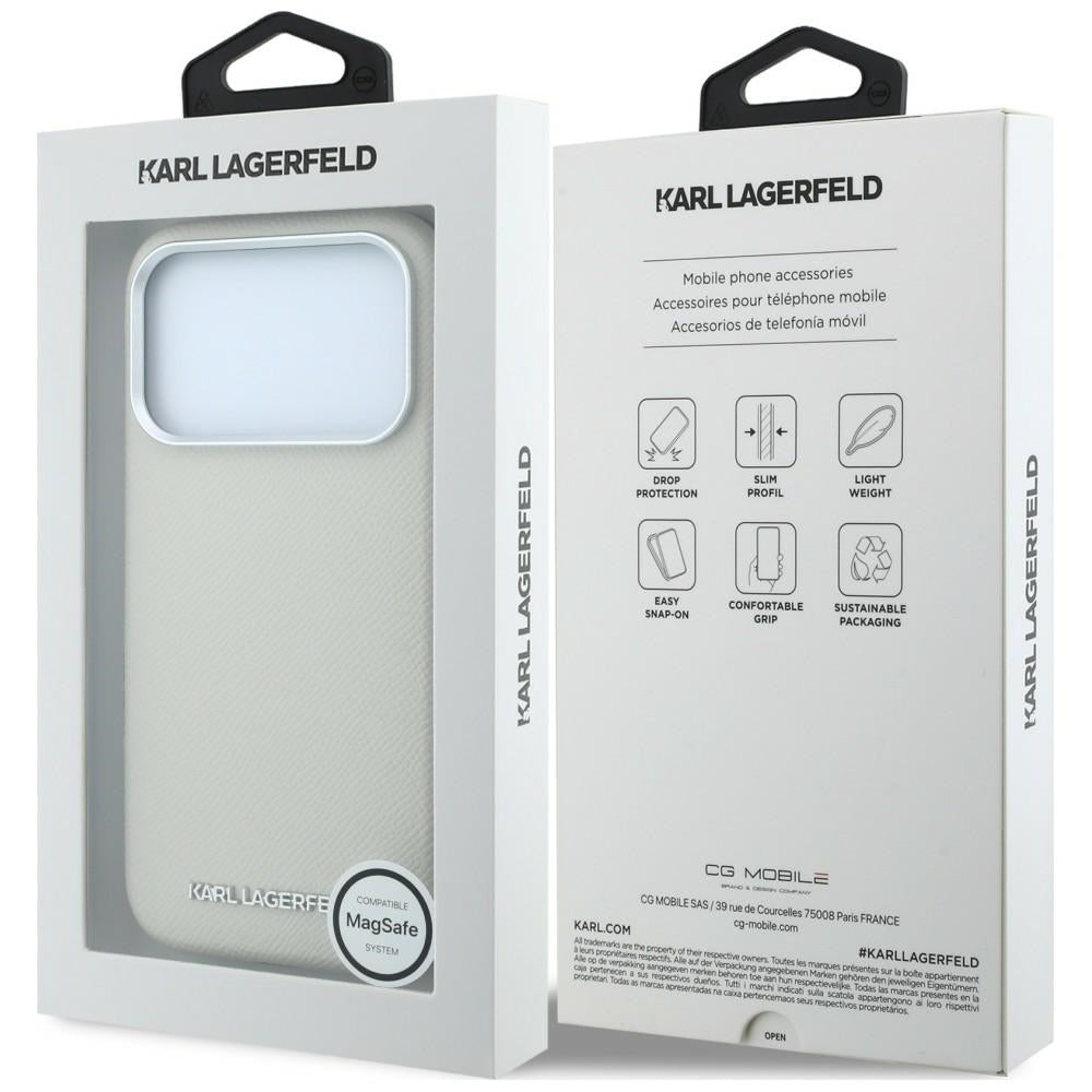 Funda MagSafe para Apple iPhone 18 Pro / 17 Pro, Karl Lagerfeld, Logo Alargado Granulado, Beige