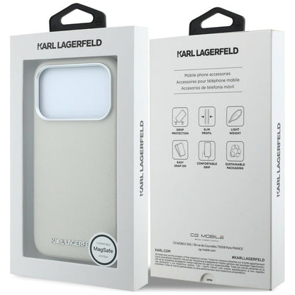 Funda MagSafe para Apple iPhone 18 Pro / 17 Pro, Karl Lagerfeld, Logo Alargado Granulado, Beige