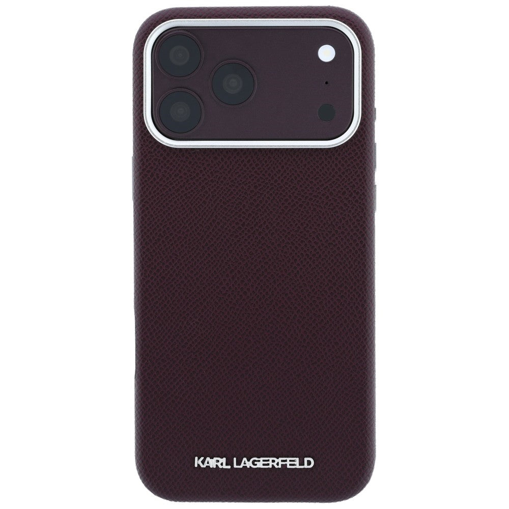 Funda MagSafe para Apple iPhone 18 Pro / 17 Pro, Karl Lagerfeld, Logo Alargado Granulado, Burdeos