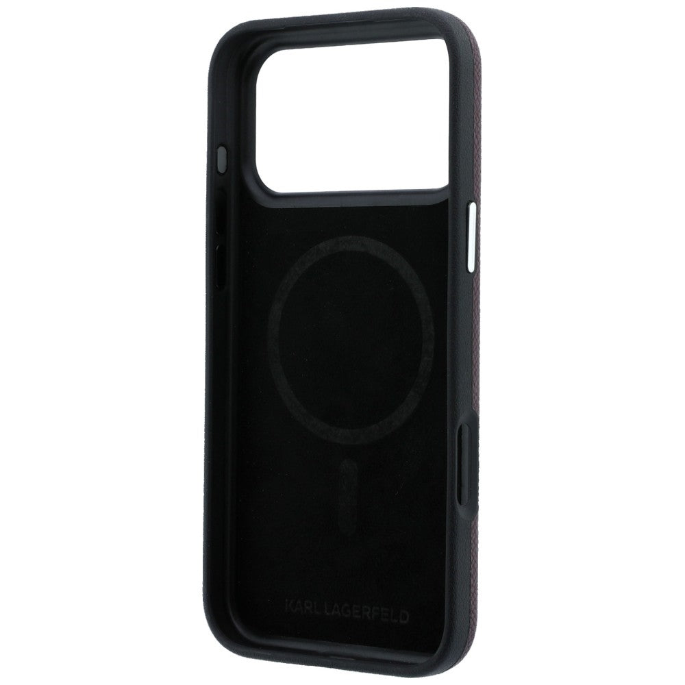 Funda MagSafe para Apple iPhone 18 Pro / 17 Pro, Karl Lagerfeld, Logo Alargado Granulado, Burdeos