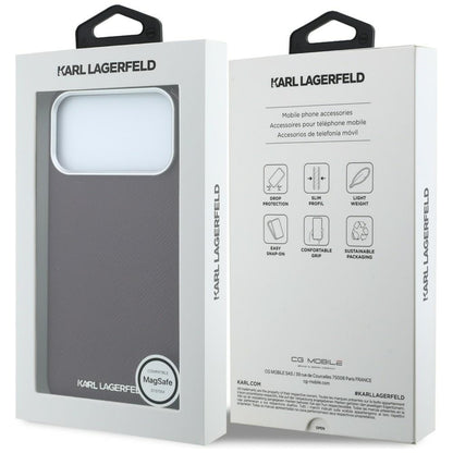 Funda MagSafe para Apple iPhone 18 Pro / 17 Pro, Karl Lagerfeld, Logo Alargado Granulado, Burdeos