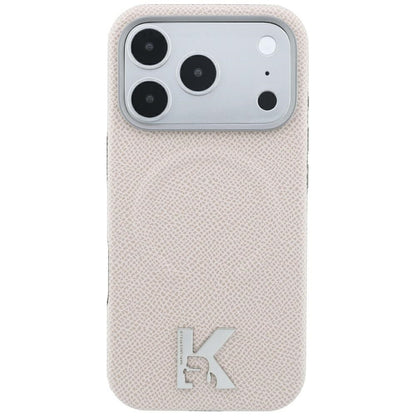 Funda MagSafe para Apple iPhone 18 Pro / 17 Pro, Karl Lagerfeld, Anillo Grabado Granulado, Beige