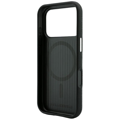 Funda MagSafe para Apple iPhone 18 Pro / 17 Pro, Karl Lagerfeld, Anillo en relieve granulada, Negra