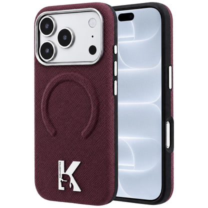 Funda MagSafe para Apple iPhone 18 Pro / 17 Pro, Karl Lagerfeld, Anillo Grabado Granulado, Burdeos