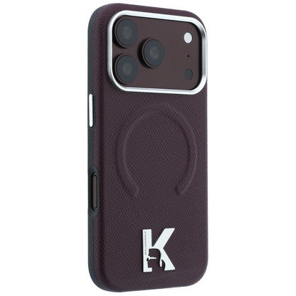 Funda MagSafe para Apple iPhone 18 Pro / 17 Pro, Karl Lagerfeld, Anillo Grabado Granulado, Burdeos