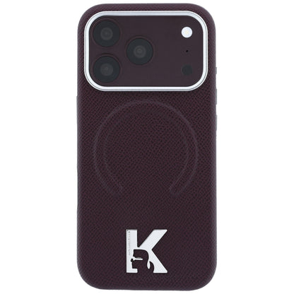 Funda MagSafe para Apple iPhone 18 Pro / 17 Pro, Karl Lagerfeld, Anillo Grabado Granulado, Burdeos