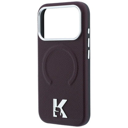 Funda MagSafe para Apple iPhone 18 Pro / 17 Pro, Karl Lagerfeld, Anillo Grabado Granulado, Burdeos