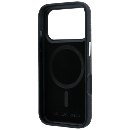 Funda MagSafe para Apple iPhone 18 Pro / 17 Pro, Karl Lagerfeld, Anillo Grabado Granulado, Burdeos