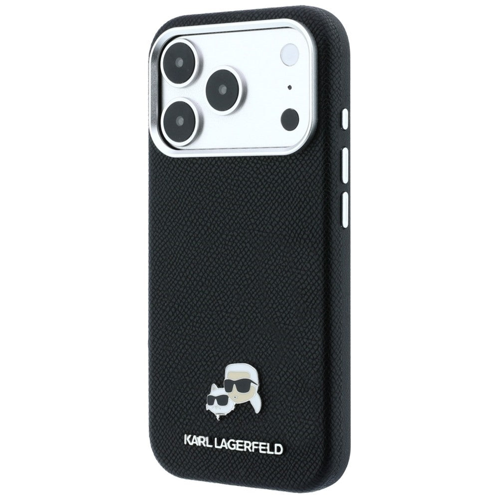 Funda MagSafe para Apple iPhone 18 Pro / 17 Pro, Karl Lagerfeld, Grained KC Heads, Negra