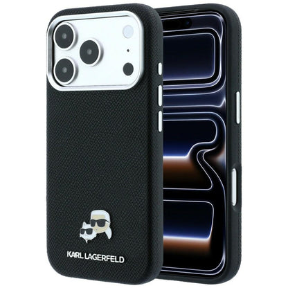 Funda MagSafe para Apple iPhone 18 Pro / 17 Pro, Karl Lagerfeld, Grained KC Heads, Negra
