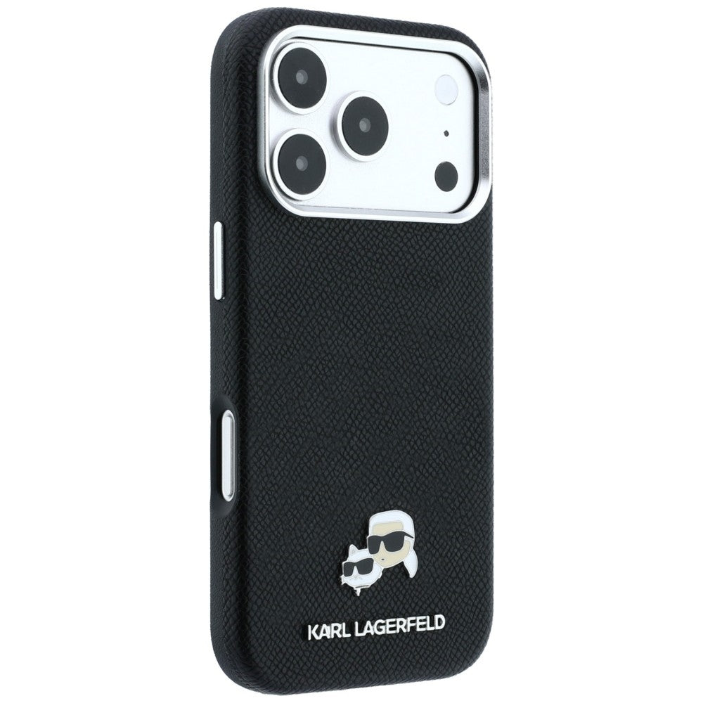 Funda MagSafe para Apple iPhone 18 Pro / 17 Pro, Karl Lagerfeld, Grained KC Heads, Negra