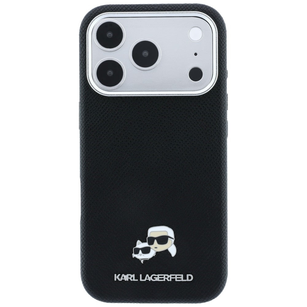 Funda MagSafe para Apple iPhone 18 Pro / 17 Pro, Karl Lagerfeld, Grained KC Heads, Negra
