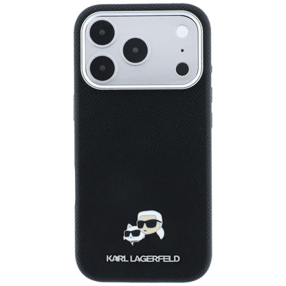 Funda MagSafe para Apple iPhone 18 Pro / 17 Pro, Karl Lagerfeld, Grained KC Heads, Negra