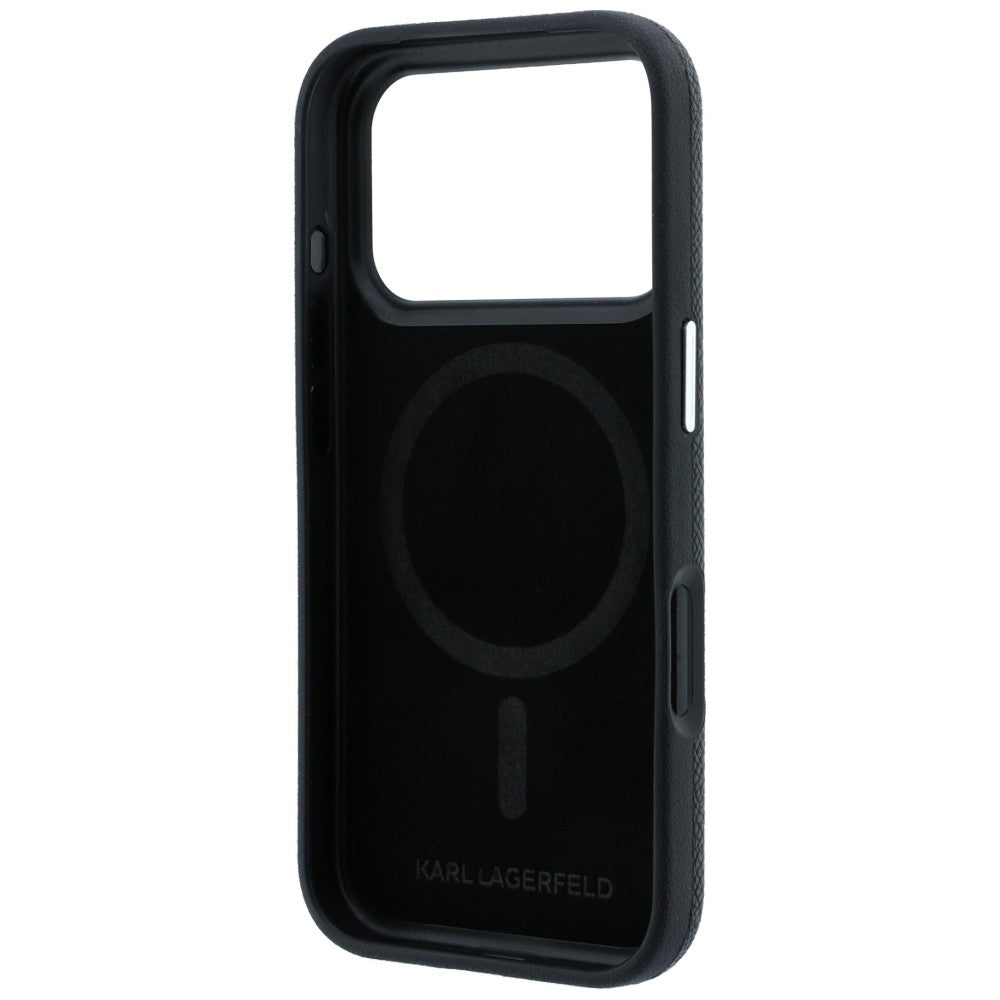 Funda MagSafe para Apple iPhone 18 Pro / 17 Pro, Karl Lagerfeld, Grained KC Heads, Negra