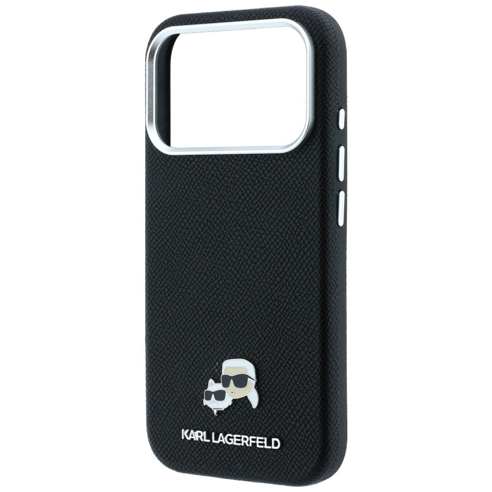 Funda MagSafe para Apple iPhone 18 Pro / 17 Pro, Karl Lagerfeld, Grained KC Heads, Negra