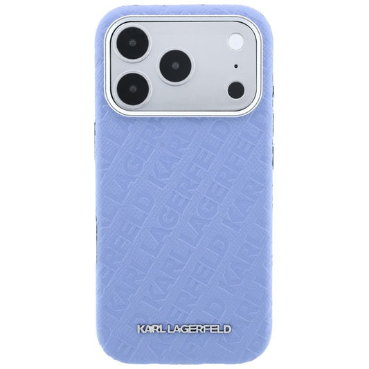 Funda MagSafe para Apple iPhone 18 Pro / 17 Pro, Karl Lagerfeld, Logo de Metal Granulado, Azul