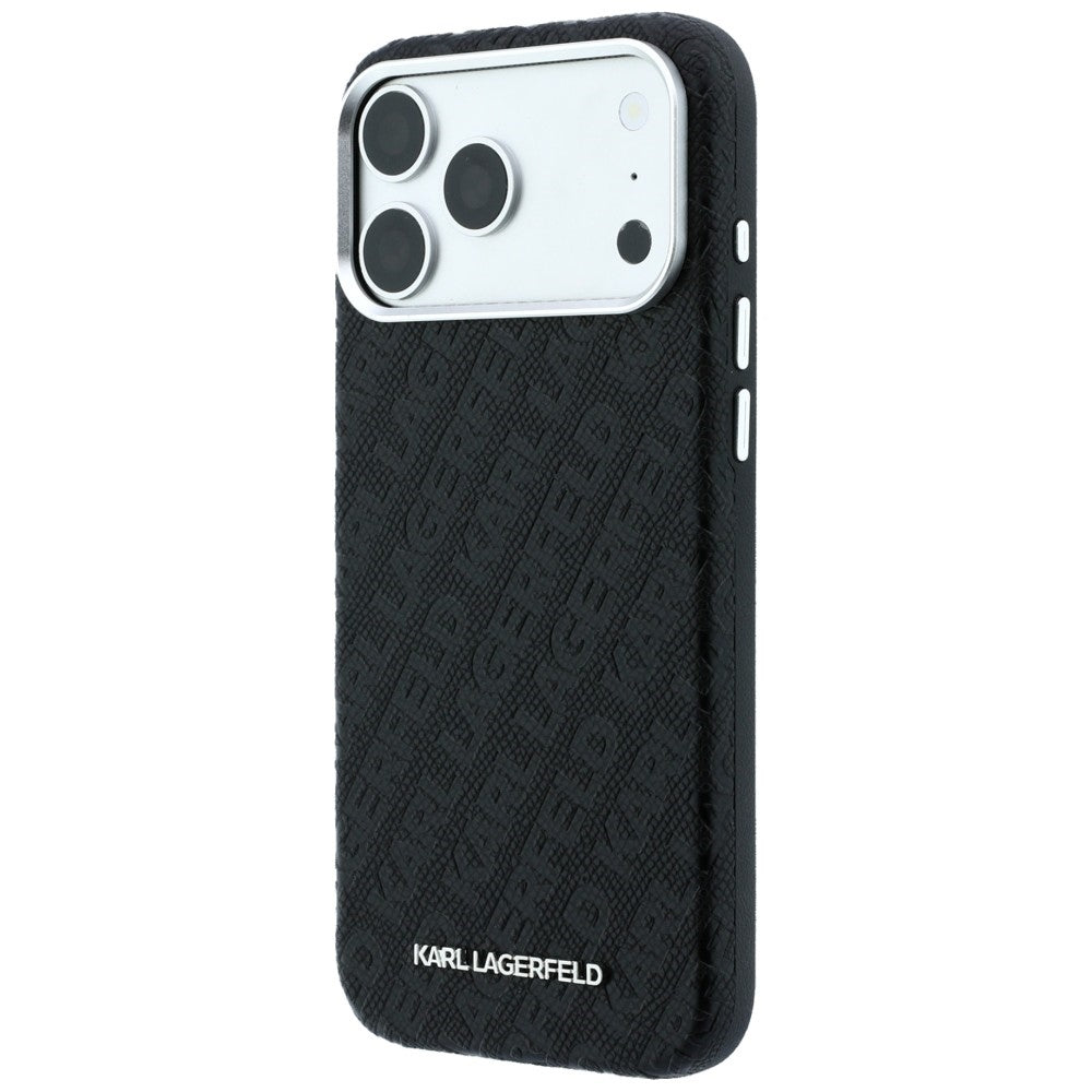 Funda MagSafe para Apple iPhone 18 Pro / 17 Pro, Karl Lagerfeld, Logo de Metal Granulado, Negra