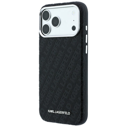 Funda MagSafe para Apple iPhone 18 Pro / 17 Pro, Karl Lagerfeld, Logo de Metal Granulado, Negra