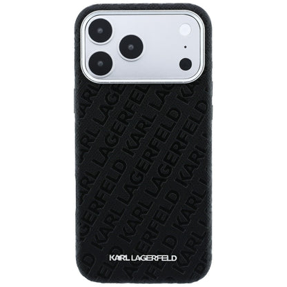Funda MagSafe para Apple iPhone 18 Pro / 17 Pro, Karl Lagerfeld, Logo de Metal Granulado, Negra