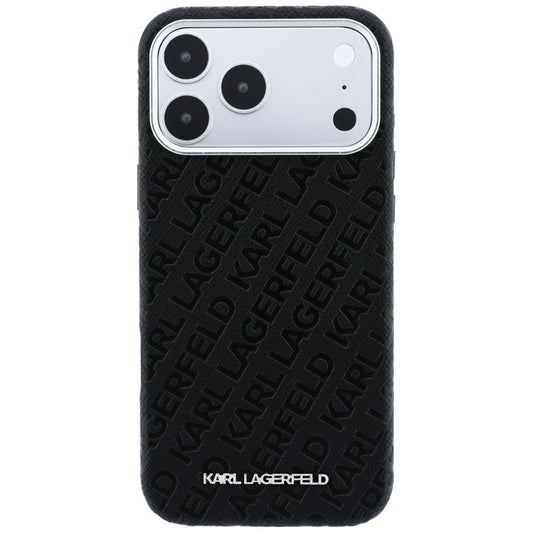 Funda MagSafe para Apple iPhone 18 Pro / 17 Pro, Karl Lagerfeld, Logo de Metal Granulado, Negra