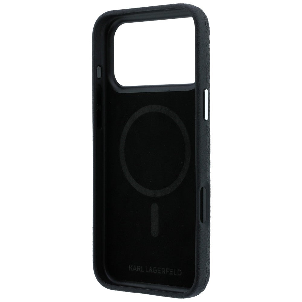 Funda MagSafe para Apple iPhone 18 Pro / 17 Pro, Karl Lagerfeld, Logo de Metal Granulado, Negra