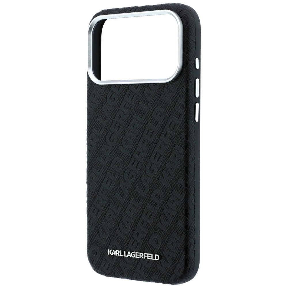 Funda MagSafe para Apple iPhone 18 Pro / 17 Pro, Karl Lagerfeld, Logo de Metal Granulado, Negra