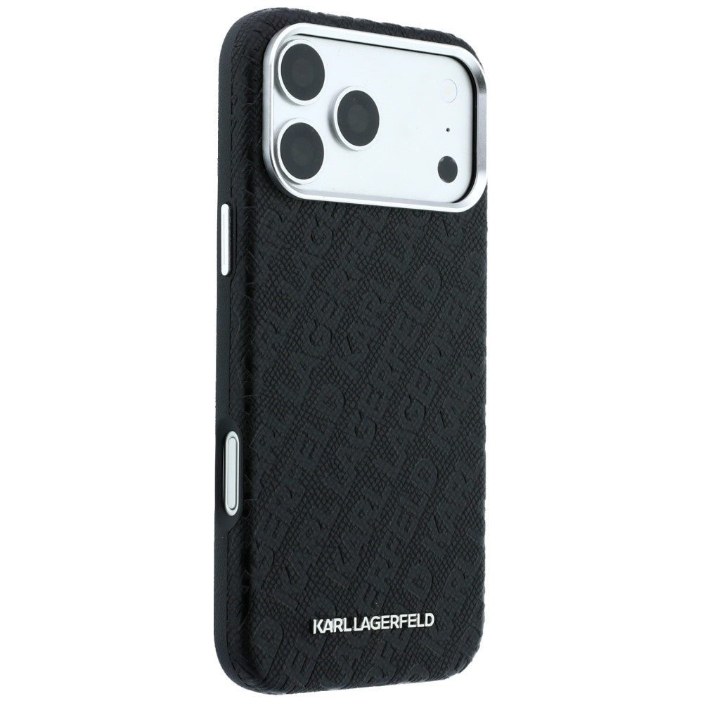 Funda MagSafe para Apple iPhone 18 Pro / 17 Pro, Karl Lagerfeld, Logo de Metal Granulado, Negra