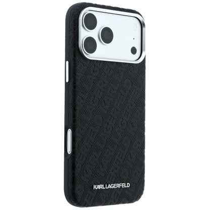 Funda MagSafe para Apple iPhone 18 Pro / 17 Pro, Karl Lagerfeld, Logo de Metal Granulado, Negra