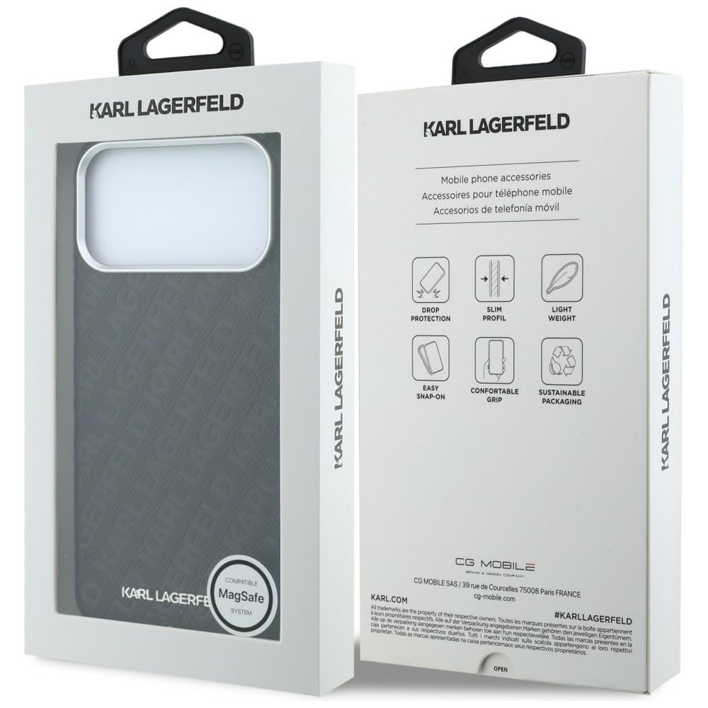 Funda MagSafe para Apple iPhone 18 Pro / 17 Pro, Karl Lagerfeld, Logo de Metal Granulado, Negra