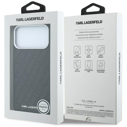 Funda MagSafe para Apple iPhone 18 Pro / 17 Pro, Karl Lagerfeld, Logo de Metal Granulado, Negra