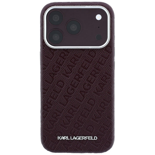 Funda MagSafe para Apple iPhone 18 Pro / 17 Pro, Karl Lagerfeld, Logo de Metal Granulado, Burdeos