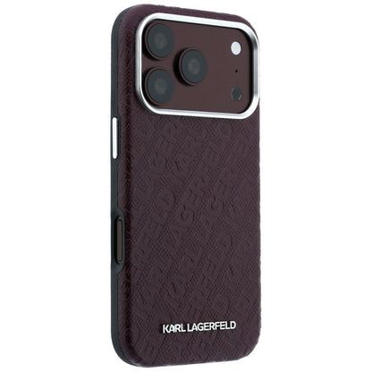 Funda MagSafe para Apple iPhone 18 Pro / 17 Pro, Karl Lagerfeld, Logo de Metal Granulado, Burdeos