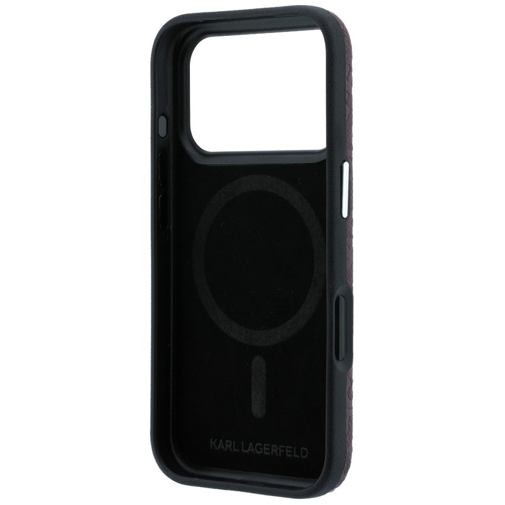 Funda MagSafe para Apple iPhone 18 Pro / 17 Pro, Karl Lagerfeld, Logo de Metal Granulado, Burdeos