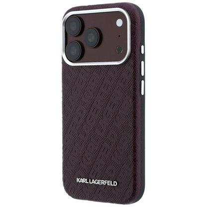 Funda MagSafe para Apple iPhone 18 Pro / 17 Pro, Karl Lagerfeld, Logo de Metal Granulado, Burdeos