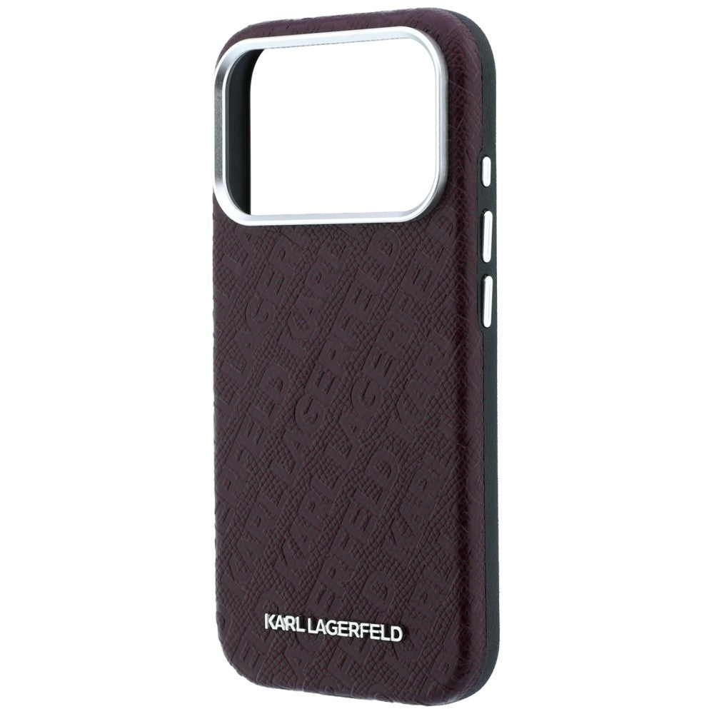 Funda MagSafe para Apple iPhone 18 Pro / 17 Pro, Karl Lagerfeld, Logo de Metal Granulado, Burdeos