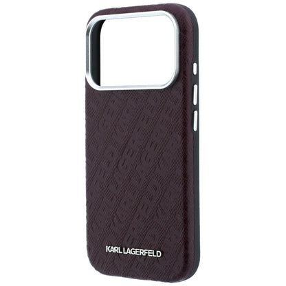 Funda MagSafe para Apple iPhone 18 Pro / 17 Pro, Karl Lagerfeld, Logo de Metal Granulado, Burdeos