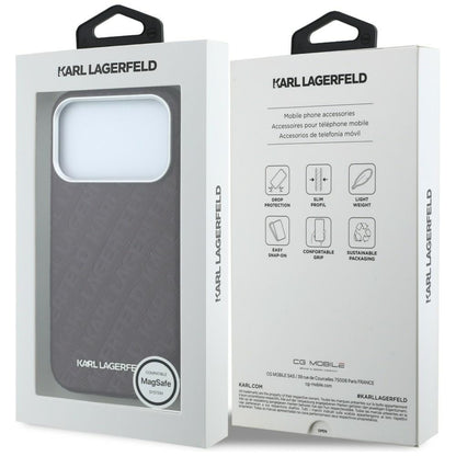 Funda MagSafe para Apple iPhone 18 Pro / 17 Pro, Karl Lagerfeld, Logo de Metal Granulado, Burdeos
