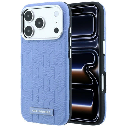Funda MagSafe para Apple iPhone 18 Pro / 17 Pro, Karl Lagerfeld, Logo de Resina Monocromo Granulada, Azul
