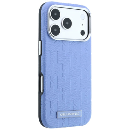 Funda MagSafe para Apple iPhone 18 Pro / 17 Pro, Karl Lagerfeld, Logo de Resina Monocromo Granulada, Azul