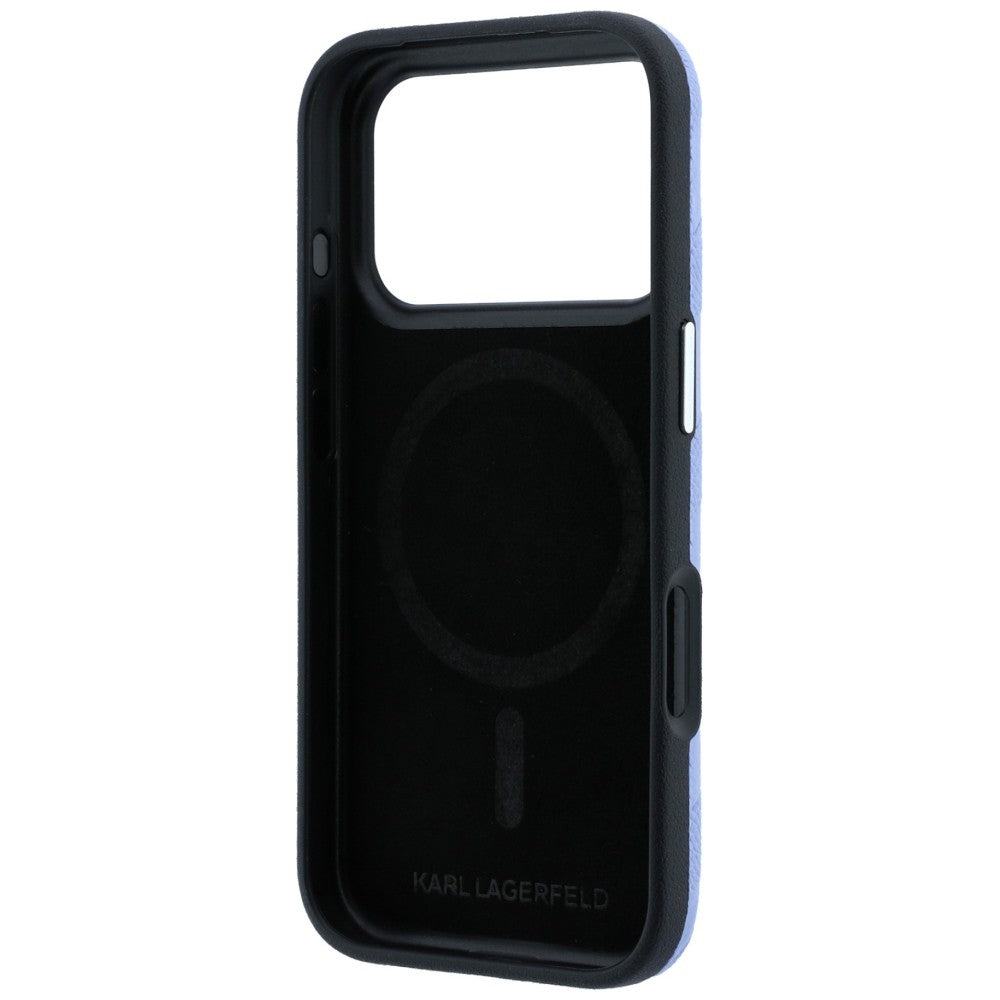 Funda MagSafe para Apple iPhone 18 Pro / 17 Pro, Karl Lagerfeld, Logo de Resina Monocromo Granulada, Azul