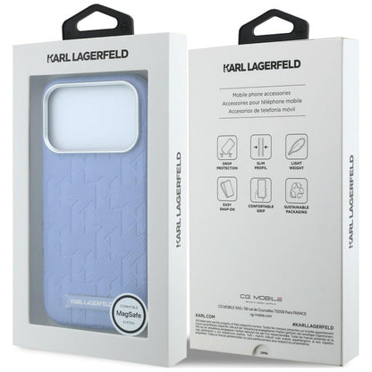 Funda MagSafe para Apple iPhone 18 Pro / 17 Pro, Karl Lagerfeld, Logo de Resina Monocromo Granulada, Azul