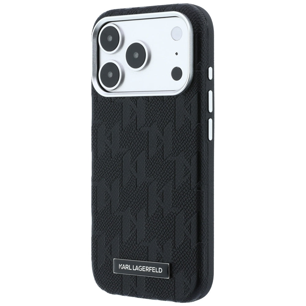 Funda MagSafe para Apple iPhone 18 Pro / 17 Pro, Karl Lagerfeld, Logo de Resina Monocromática Granulada, Negra