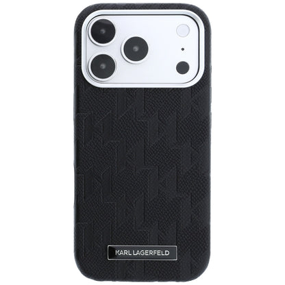 Funda MagSafe para Apple iPhone 18 Pro / 17 Pro, Karl Lagerfeld, Logo de Resina Monocromática Granulada, Negra