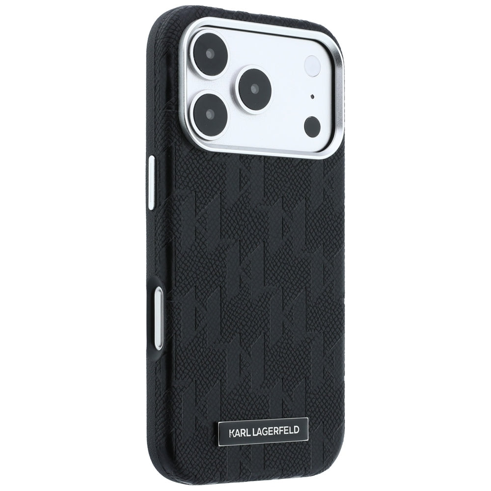 Funda MagSafe para Apple iPhone 18 Pro / 17 Pro, Karl Lagerfeld, Logo de Resina Monocromática Granulada, Negra
