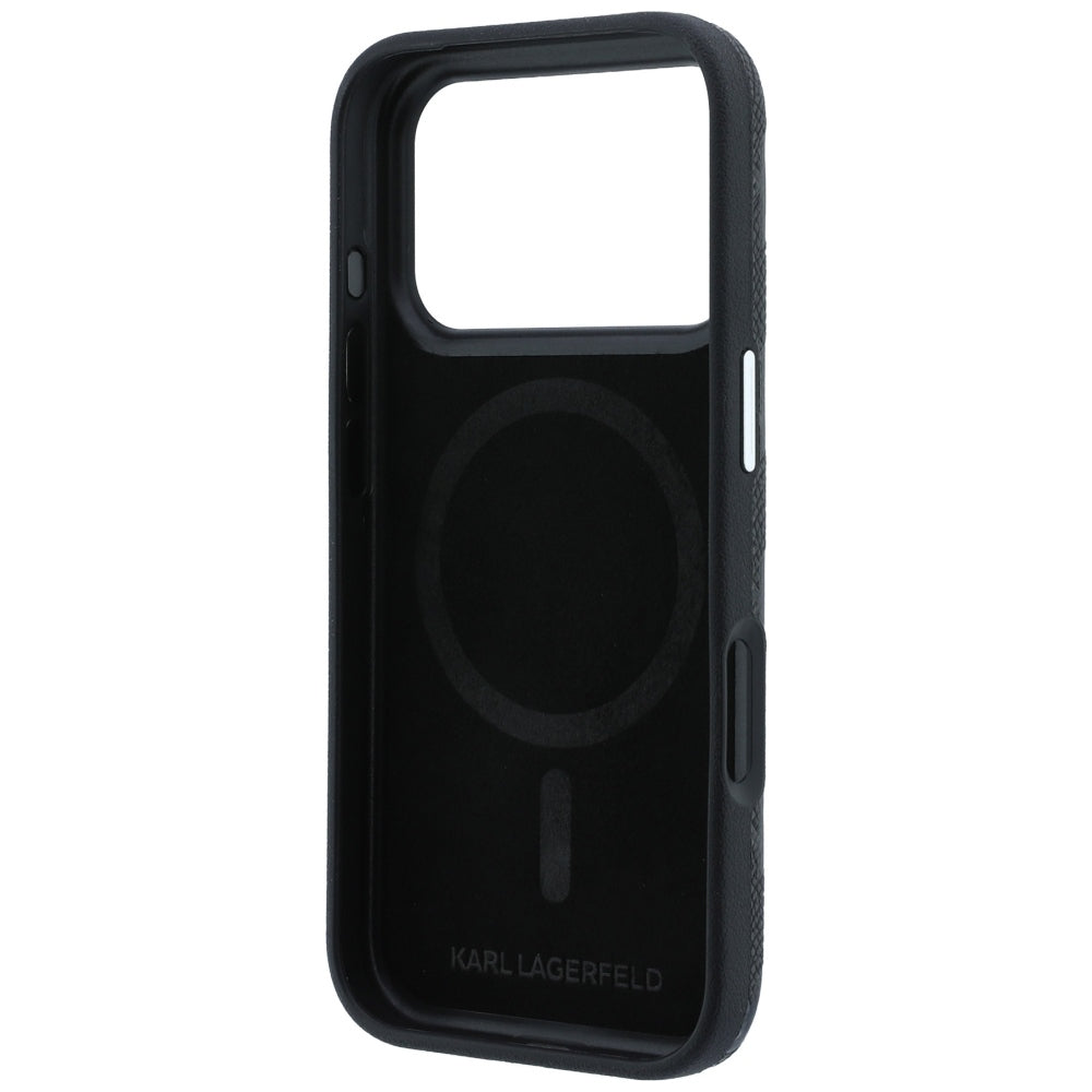 Funda MagSafe para Apple iPhone 18 Pro / 17 Pro, Karl Lagerfeld, Logo de Resina Monocromática Granulada, Negra