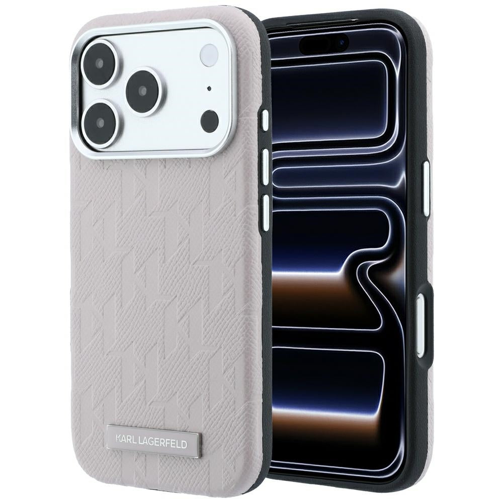 Funda MagSafe para Apple iPhone 18 Pro / 17 Pro, Karl Lagerfeld, Logo de Resina Monocromo Granulada, Rosa
