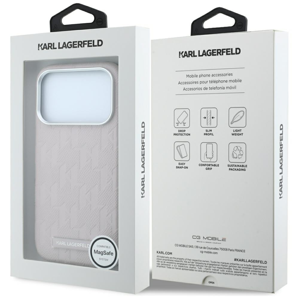Funda MagSafe para Apple iPhone 18 Pro / 17 Pro, Karl Lagerfeld, Logo de Resina Monocromo Granulada, Rosa