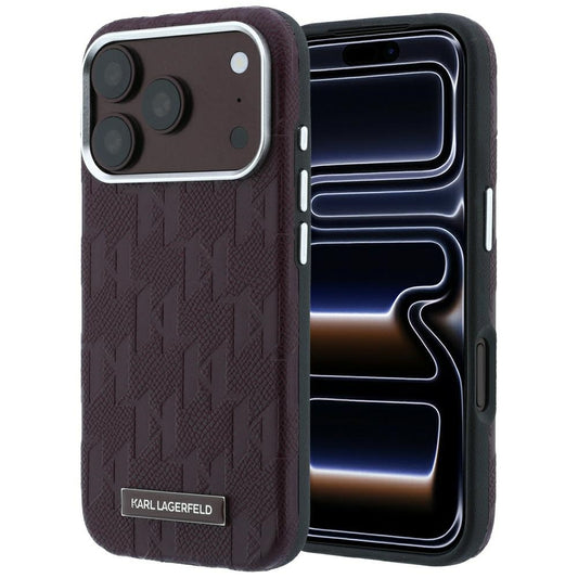 Funda MagSafe para Apple iPhone 18 Pro / 17 Pro, Karl Lagerfeld, Logo de Resina Monocromo Granulada, Burdeos